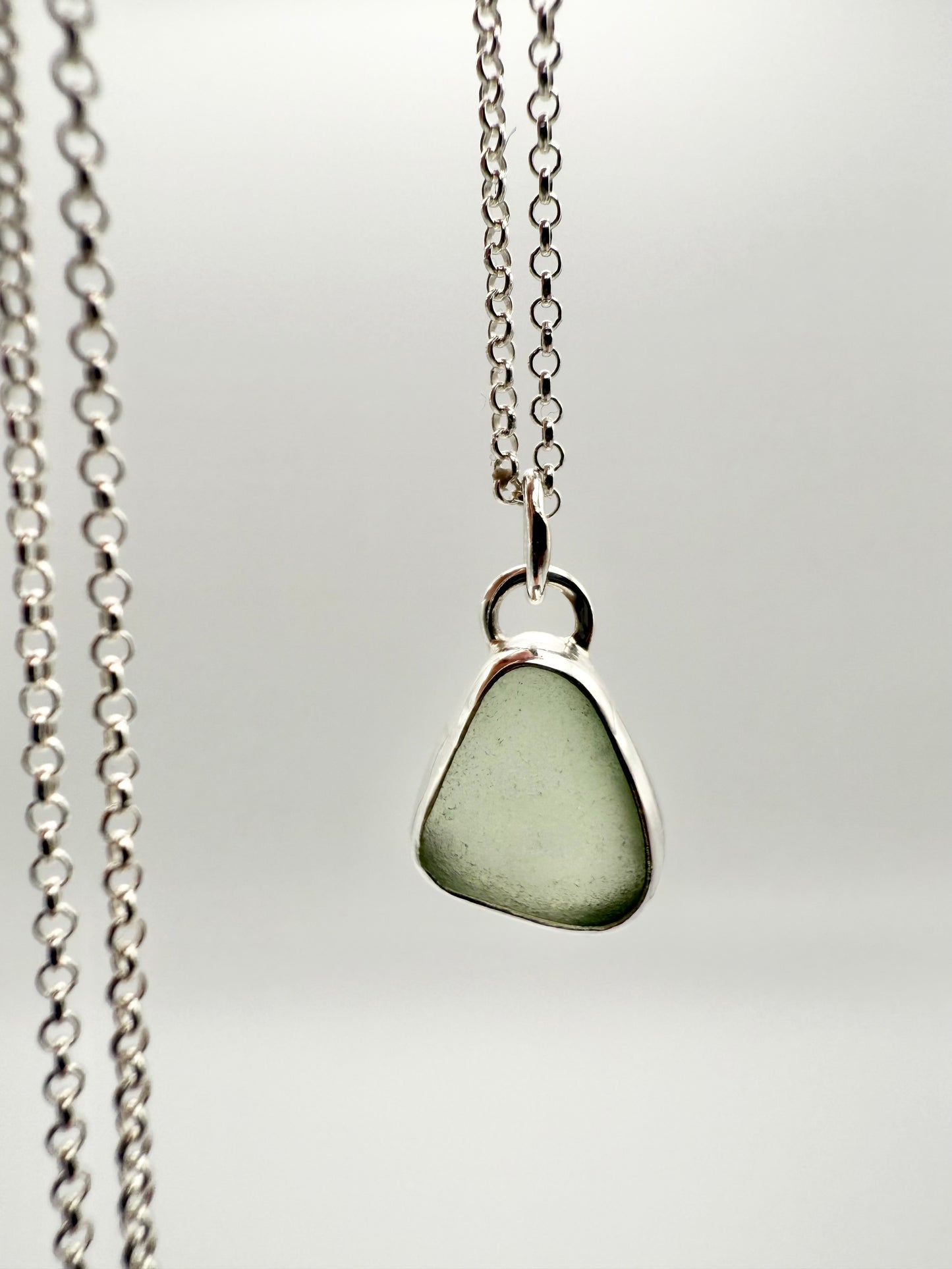 Cornish seaglass necklace - sage green