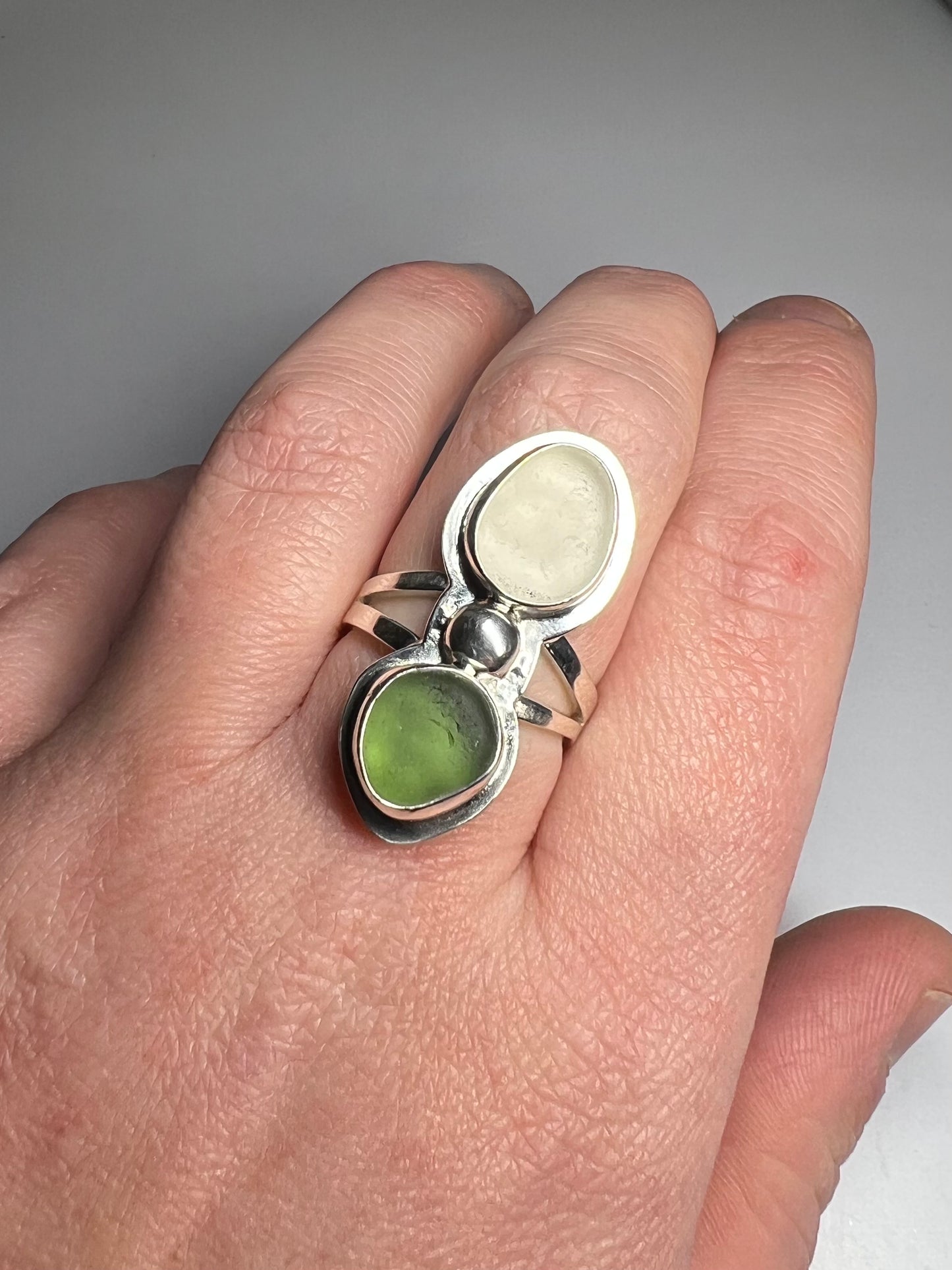 Cornish seaglass statement ring- Size P1/2