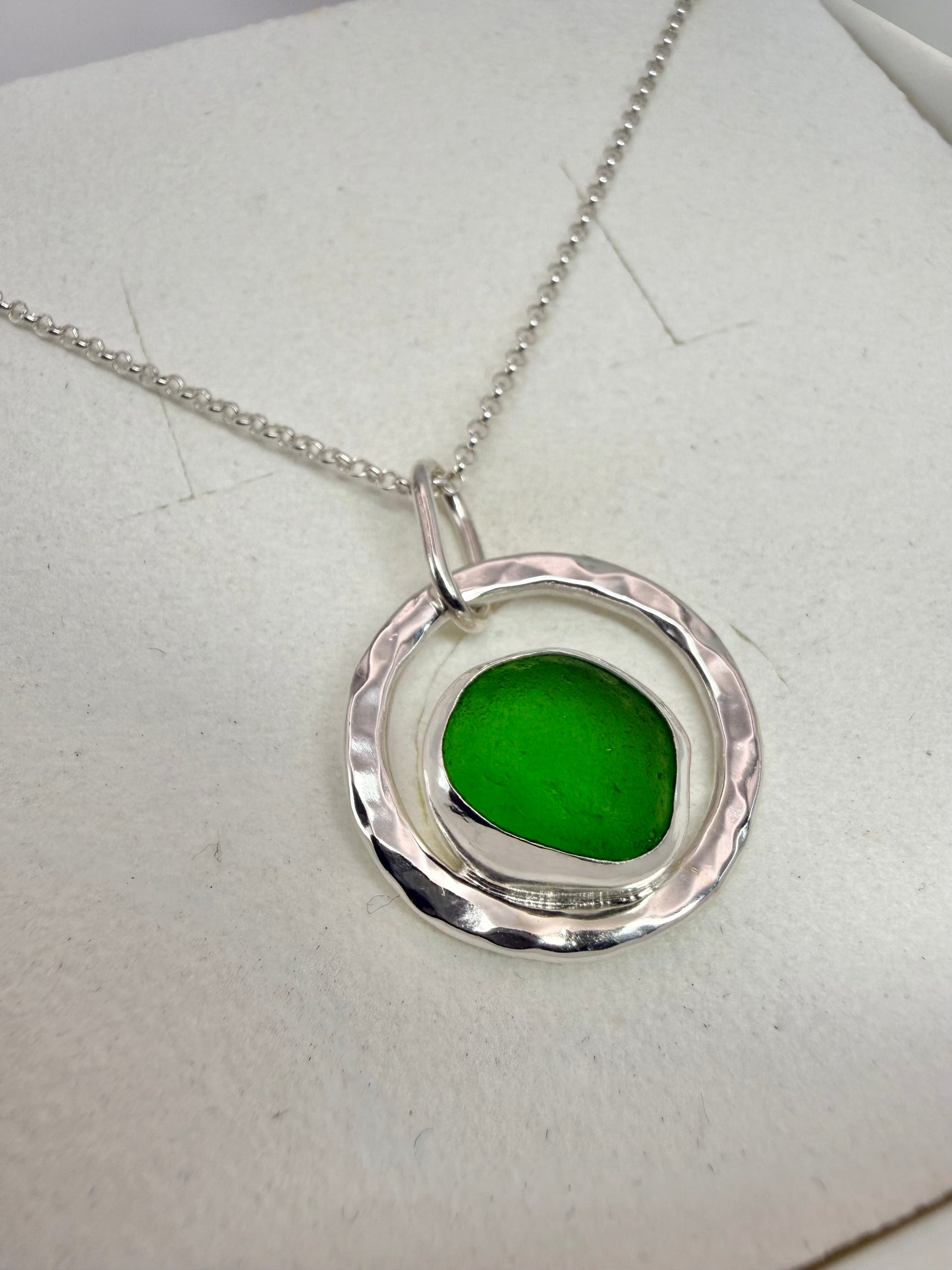 Green Cornish seaglass necklace