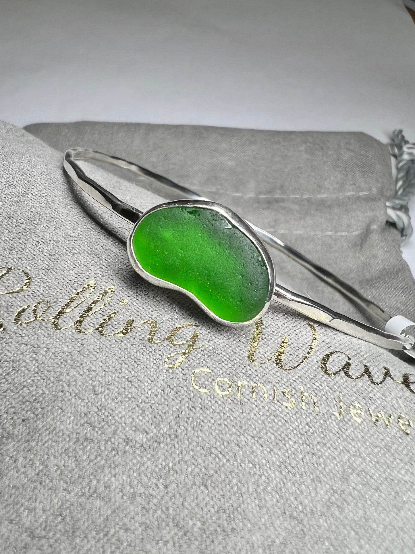 Green Cornish seaglass bangle