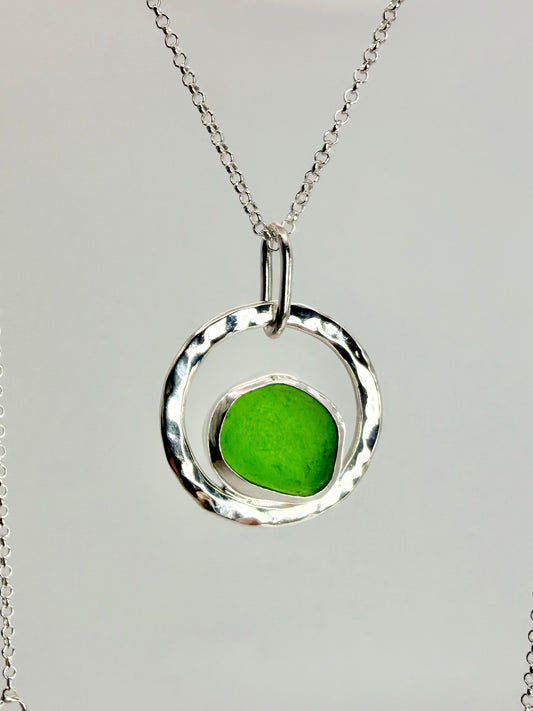 Green Cornish seaglass necklace
