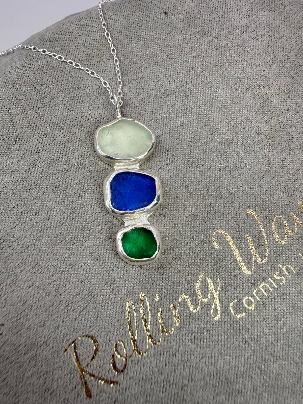 Cornish seaglass trio necklace