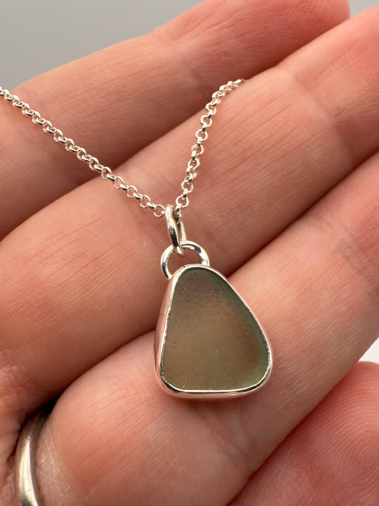 Cornish seaglass necklace - sage green
