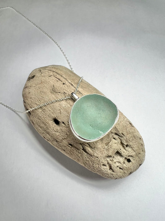 Cornish aquamarine seaglass necklace