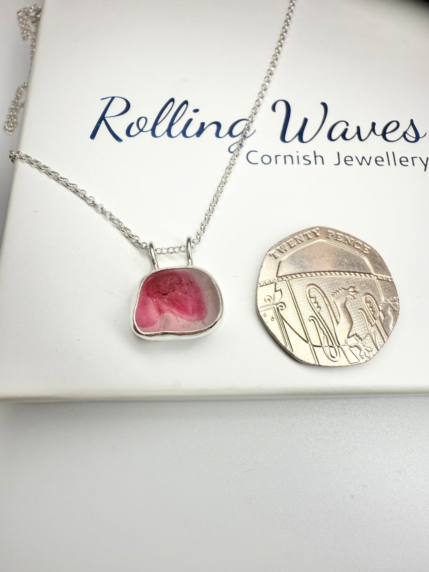Pink multi seaglass necklace