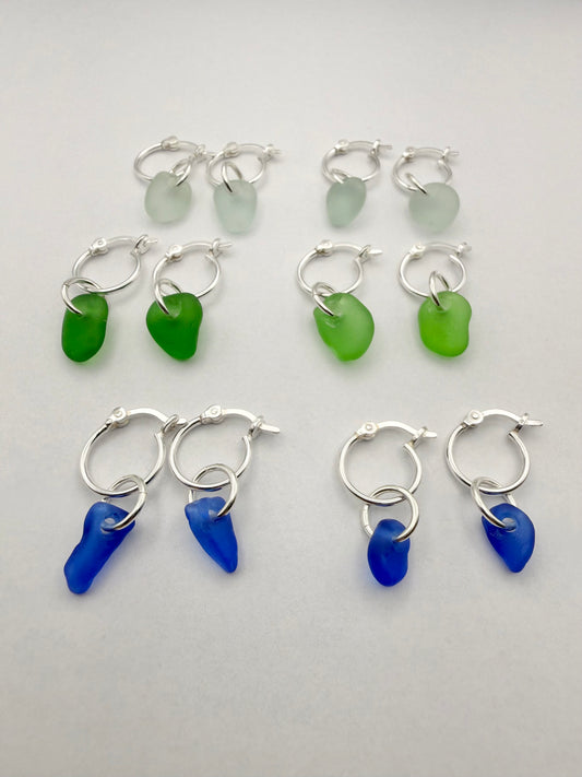 Cornish seaglass mini hoop earrings