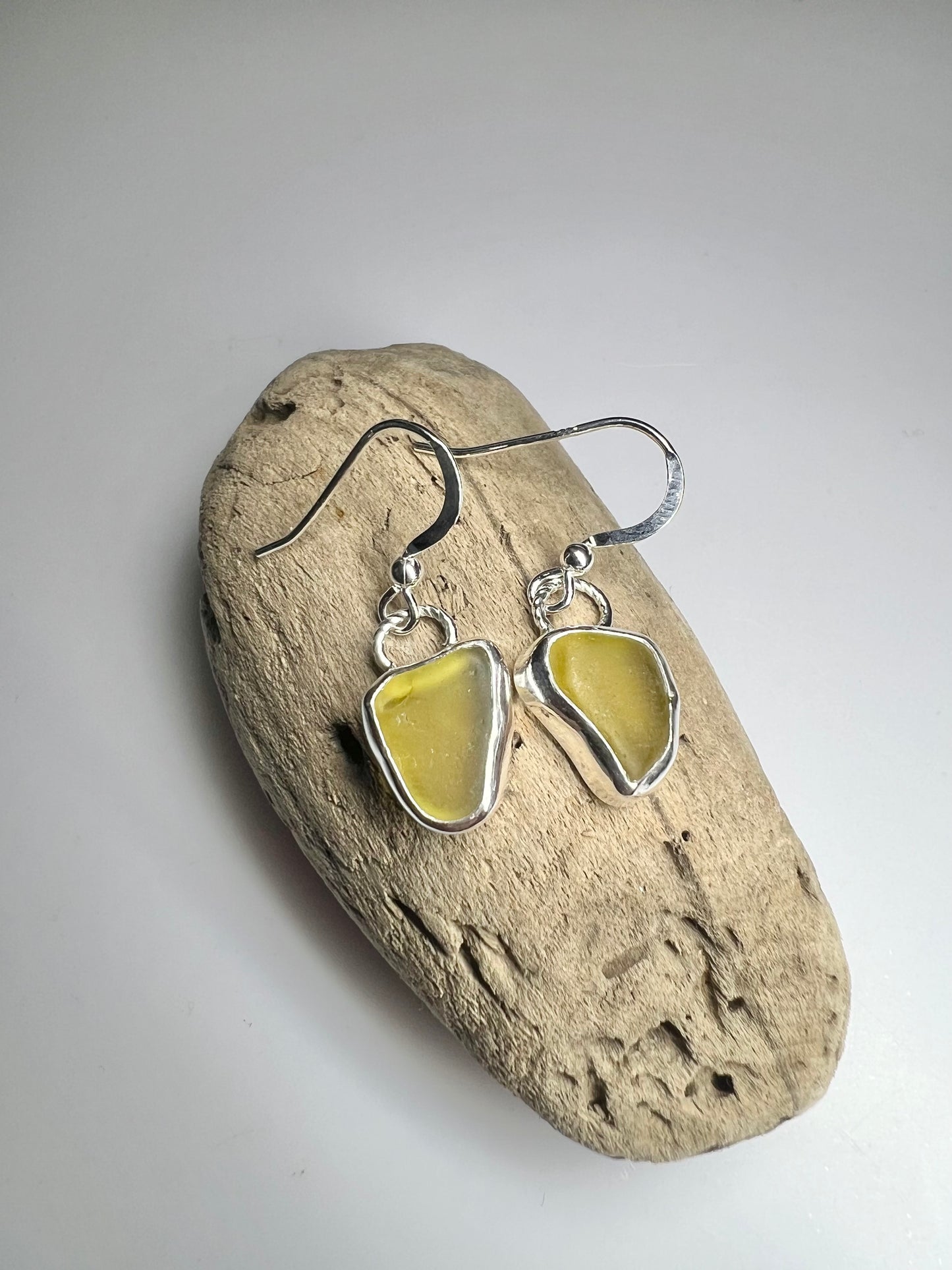 Lime Cornish seaglass earrings