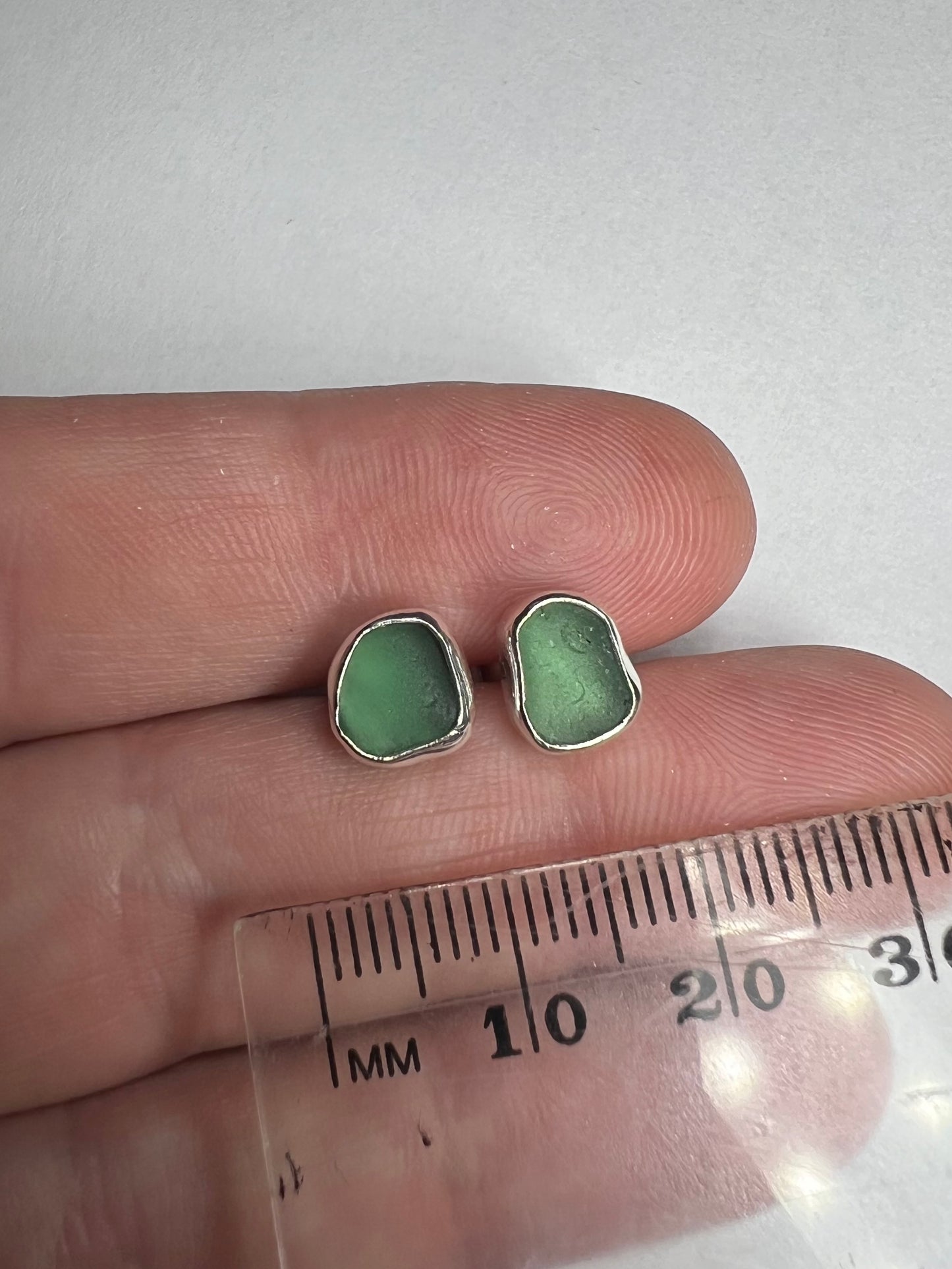 Teal Cornish seaglass studs