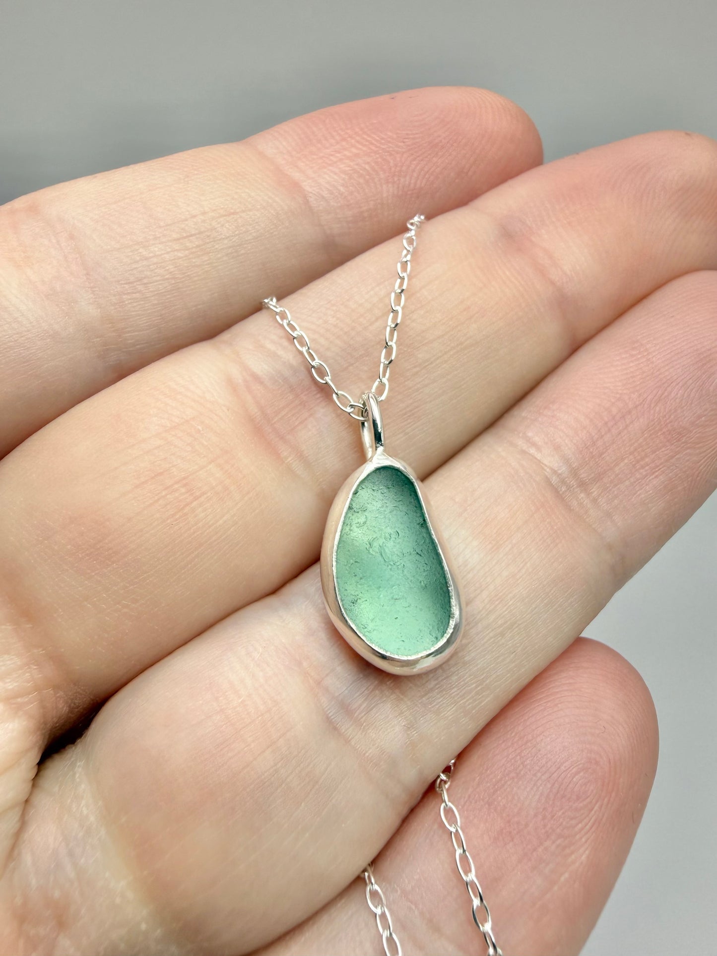 Aqua Cornish seaglass necklace