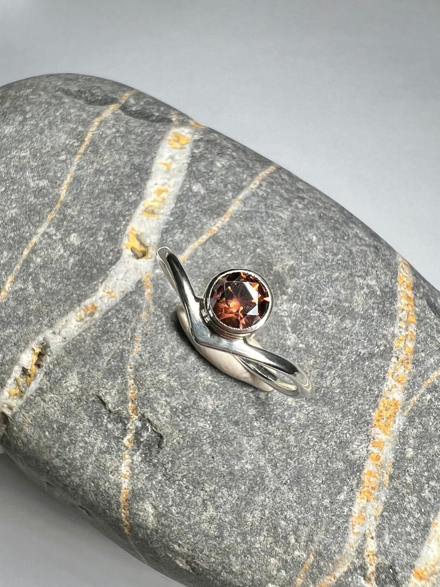 Cubic Zirconia wishbone ring UK size O1/2