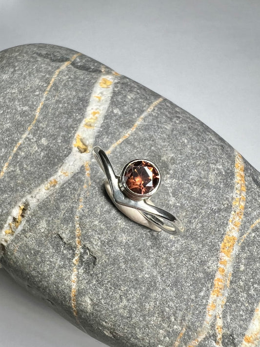 Cubic Zirconia wishbone ring UK size O1/2