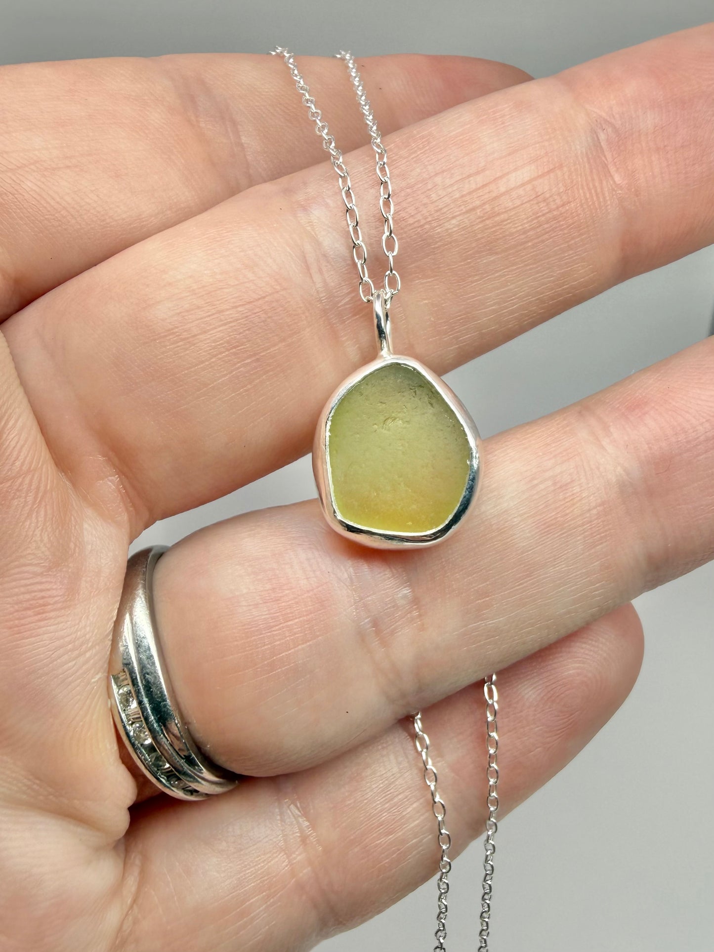 Yellow Cornish seaglass necklace