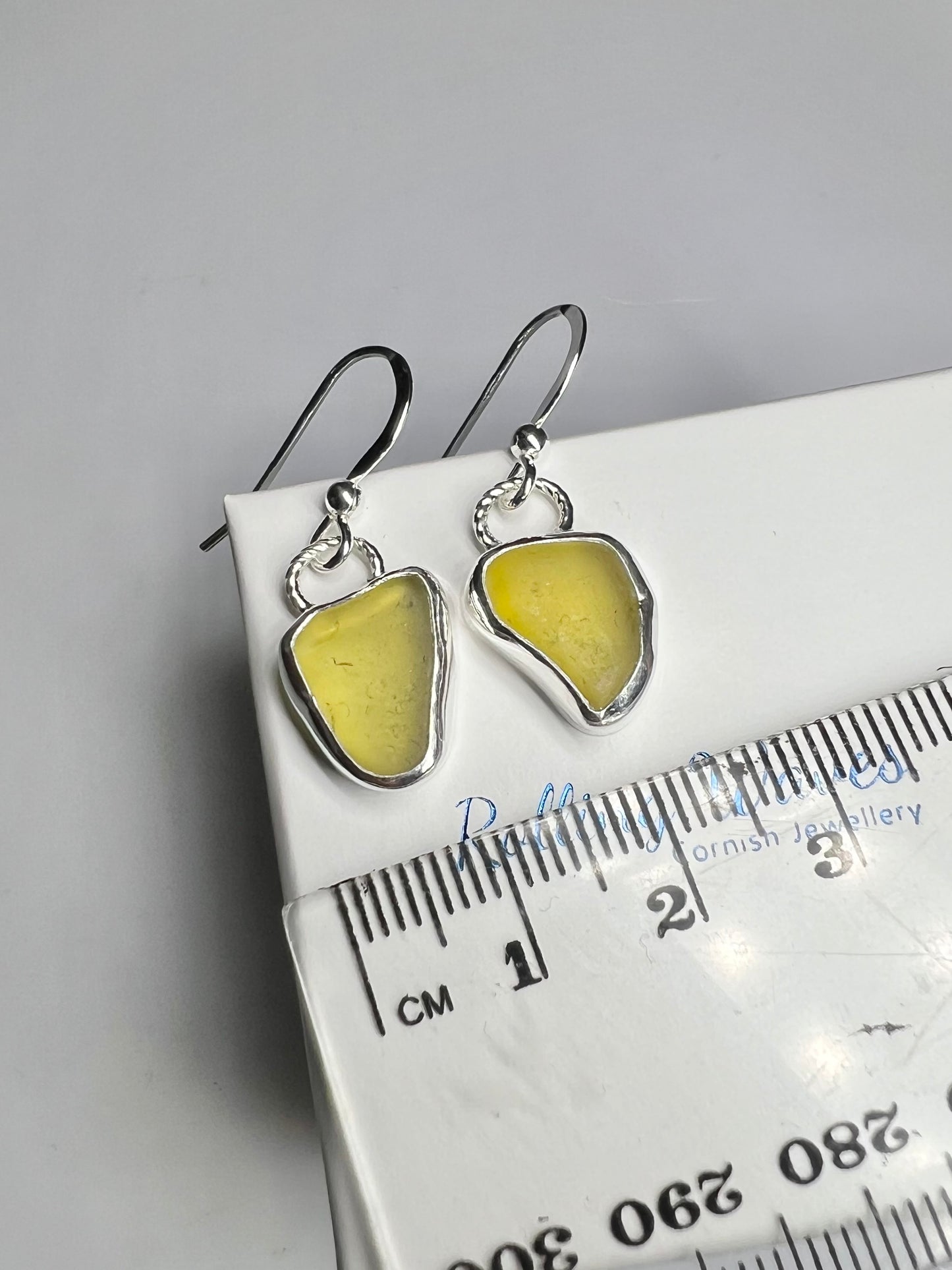 Lime Cornish seaglass earrings