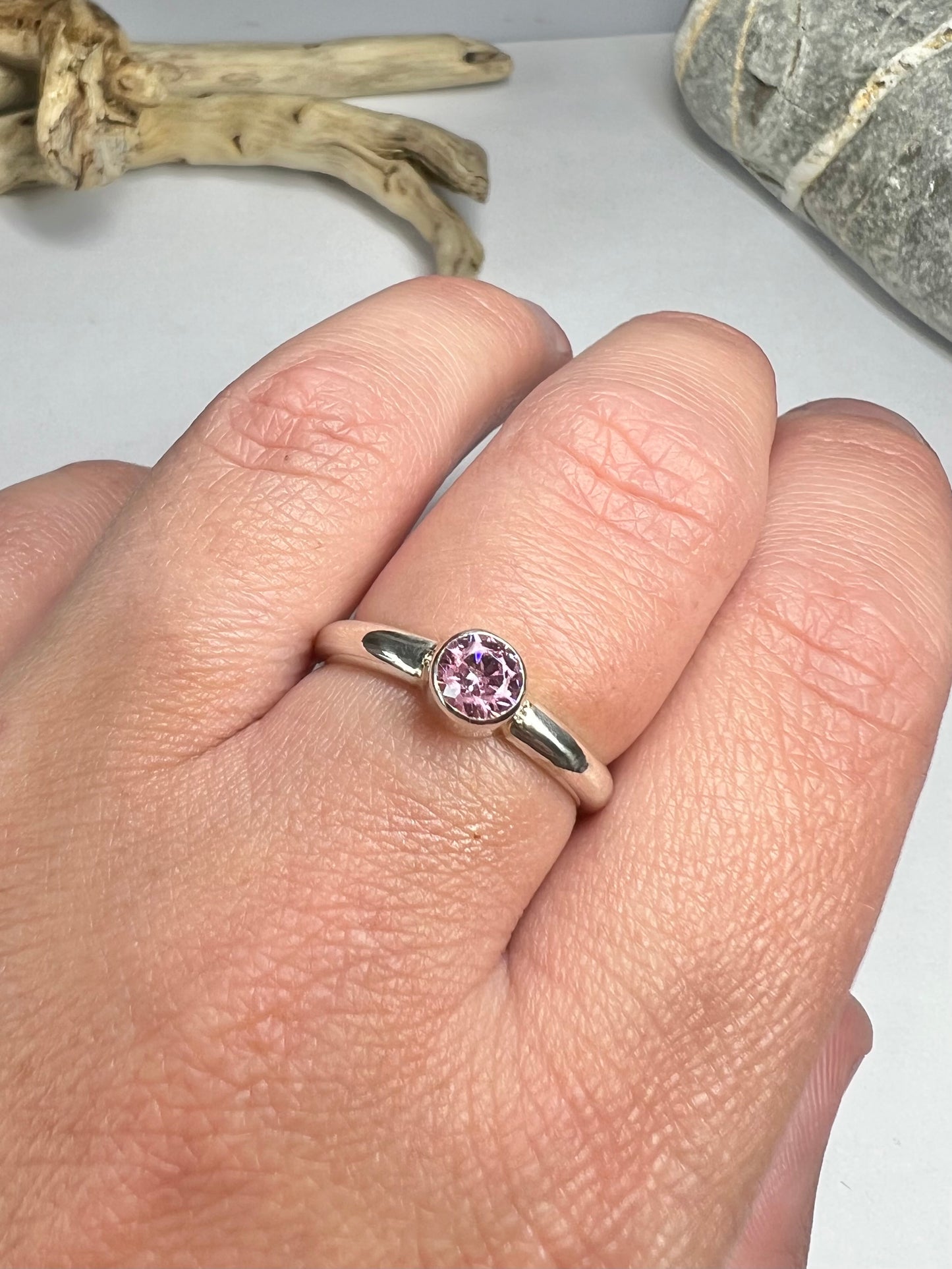 Cubic zirconia ring UK size P