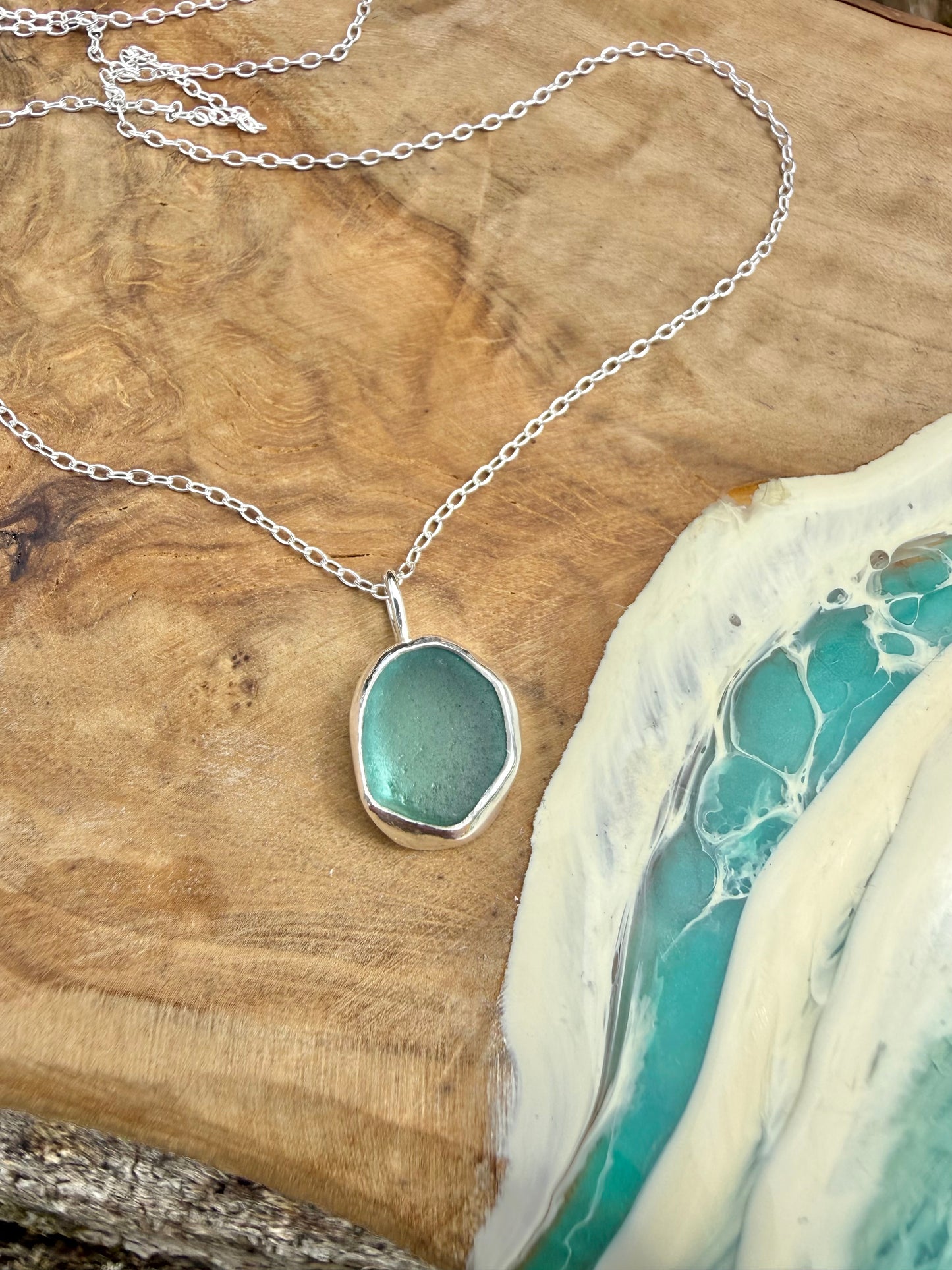 Turquoise Cornish seaglass necklace