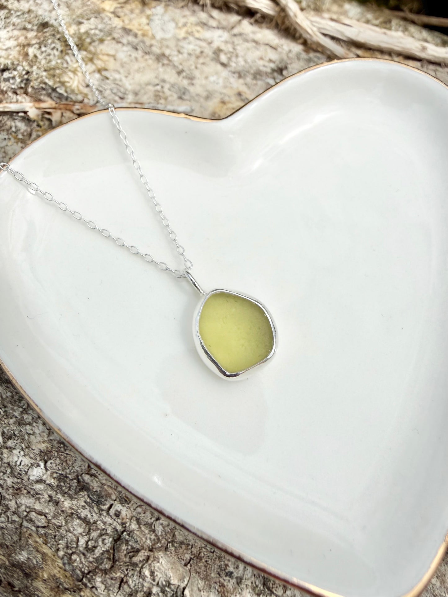 Yellow Cornish seaglass necklace