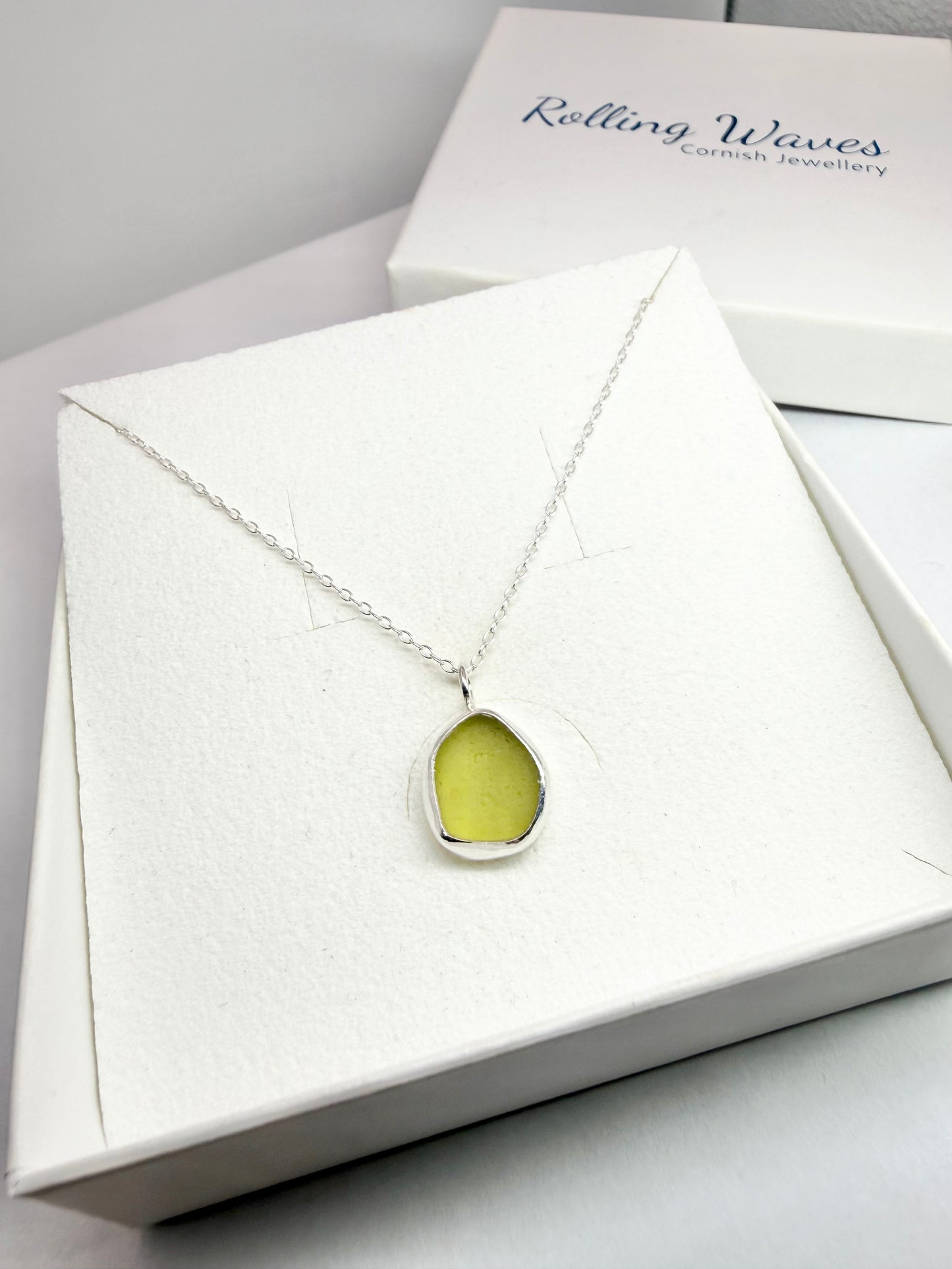 Yellow Cornish seaglass necklace