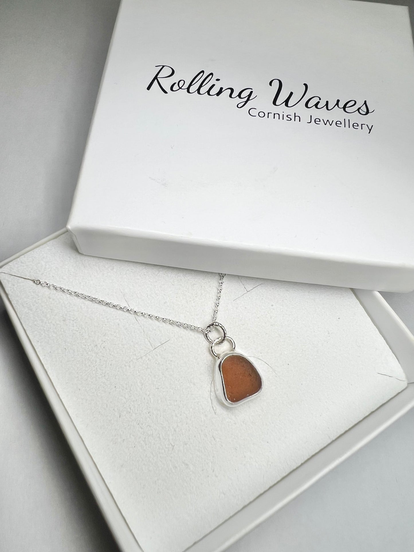 Amber/brown Cornish seaglass necklace