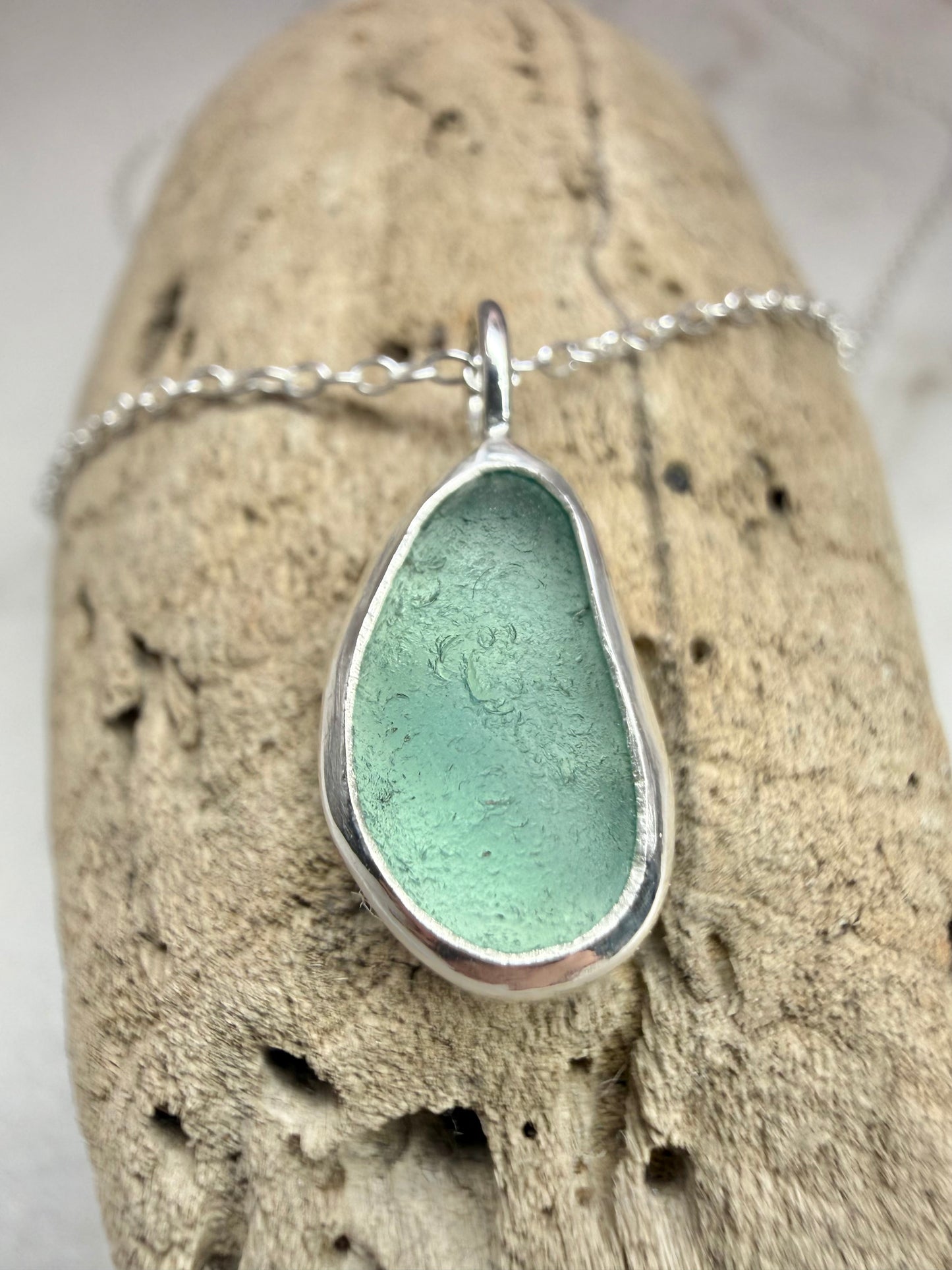 Aqua Cornish seaglass necklace