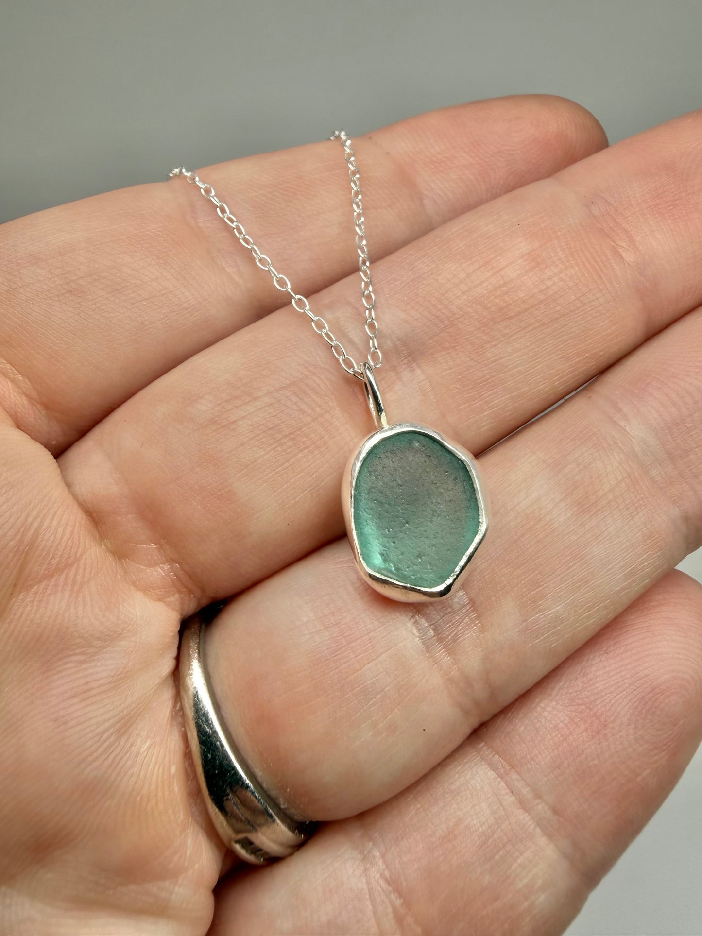Turquoise Cornish seaglass necklace