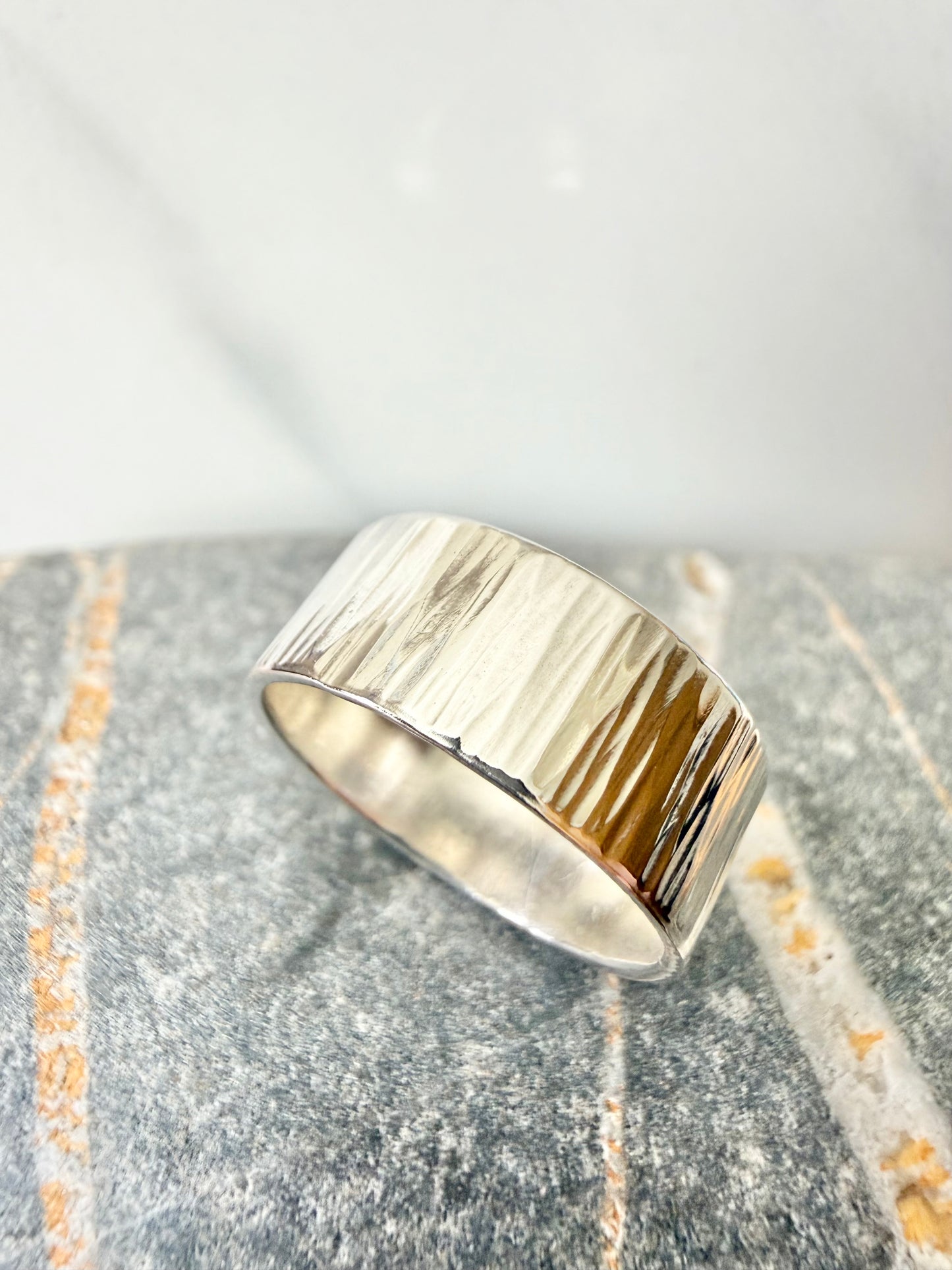 Sterling silver wide ring size N-O