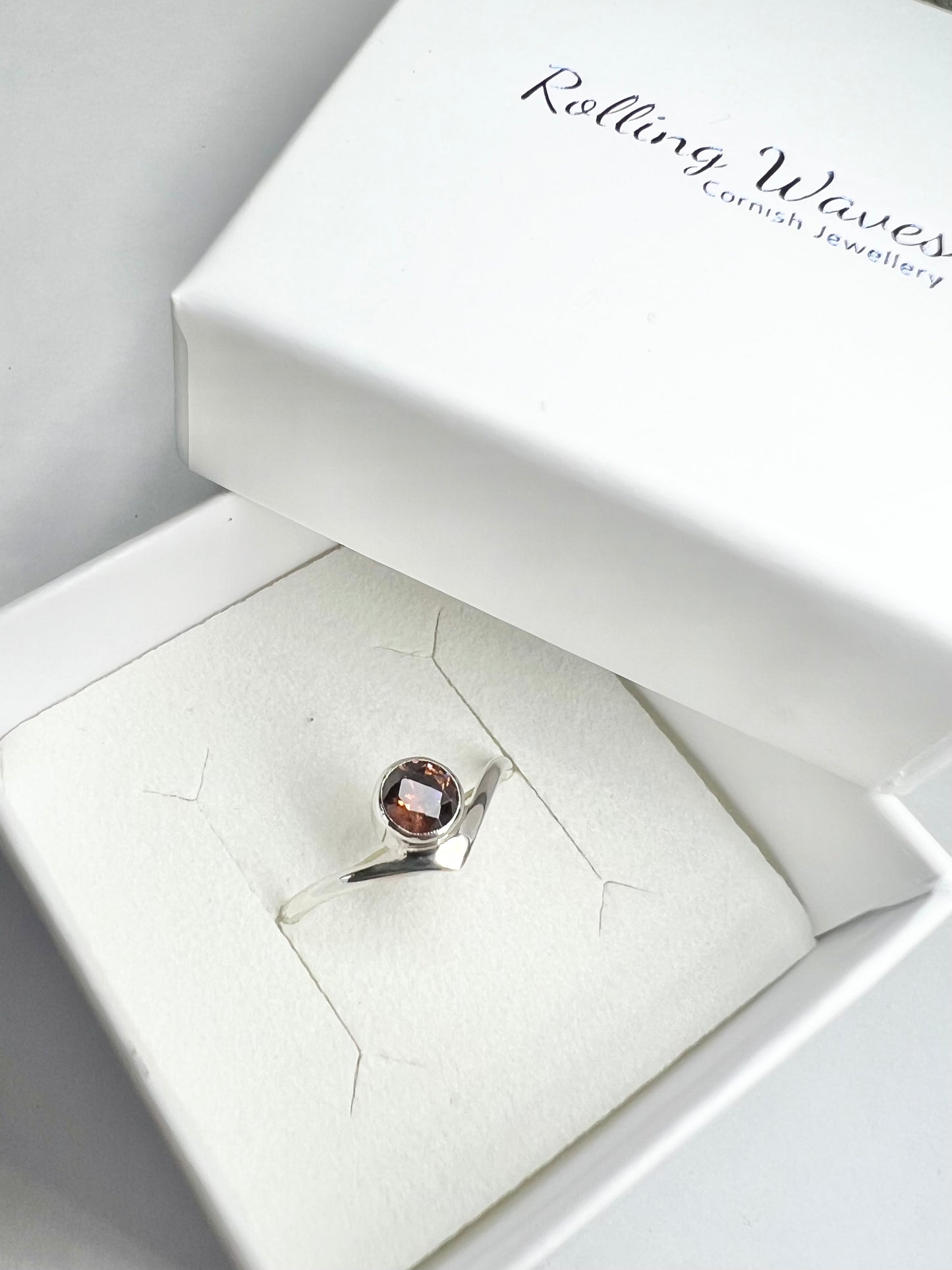 Cubic Zirconia wishbone ring UK size O1/2