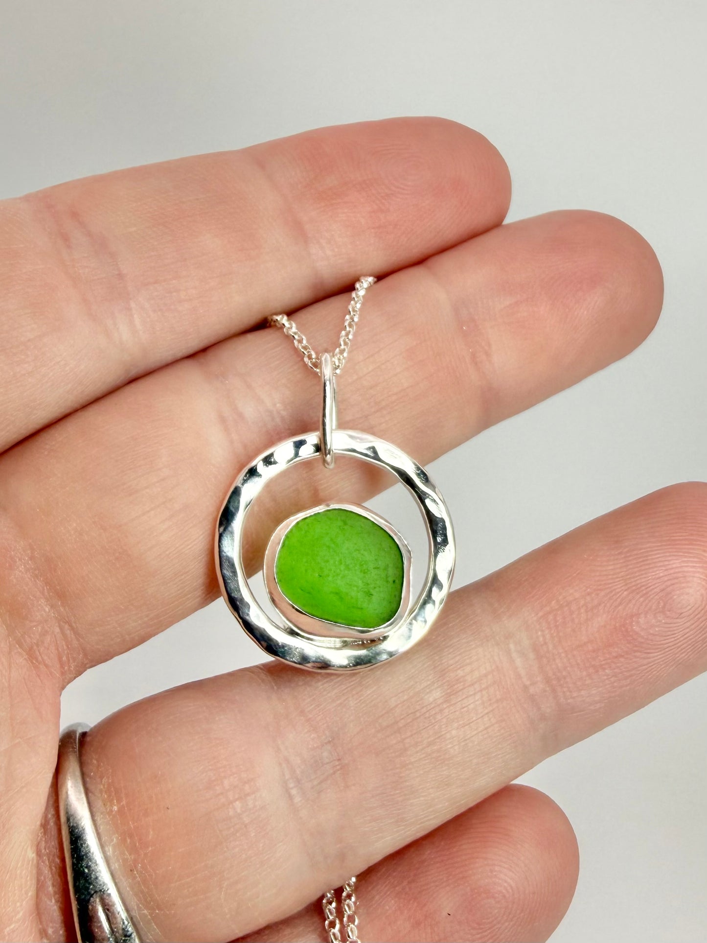 Green Cornish seaglass necklace