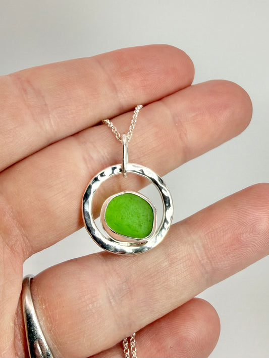 Green Cornish seaglass necklace