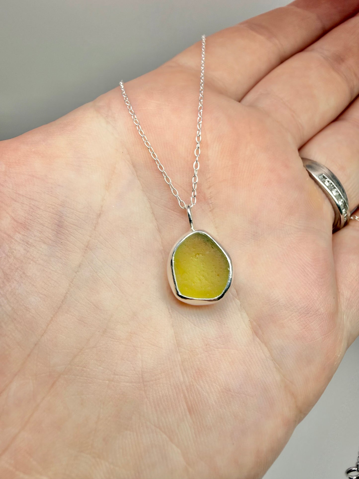 Yellow Cornish seaglass necklace