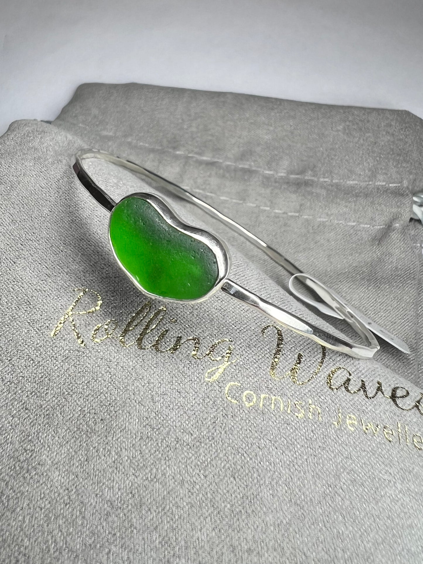 Green Cornish seaglass bangle