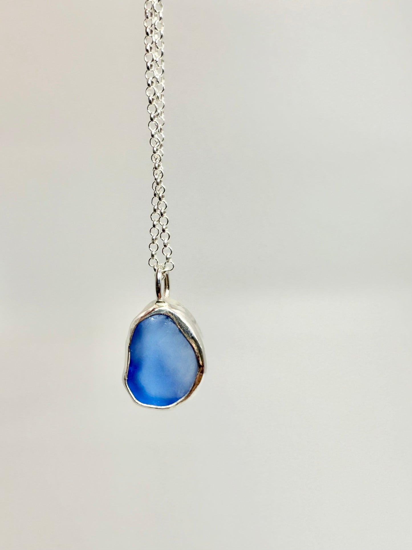 Blue Cornish seaglass necklace