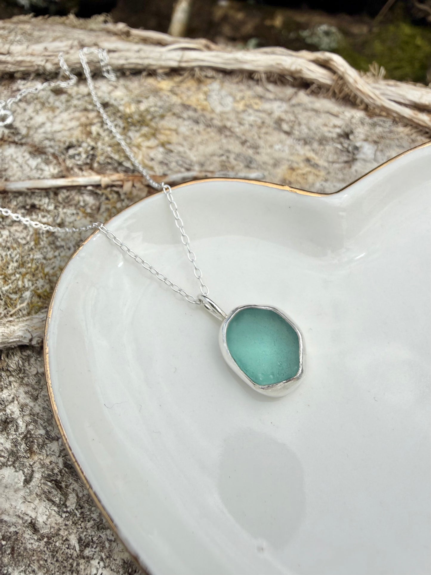 Turquoise Cornish seaglass necklace