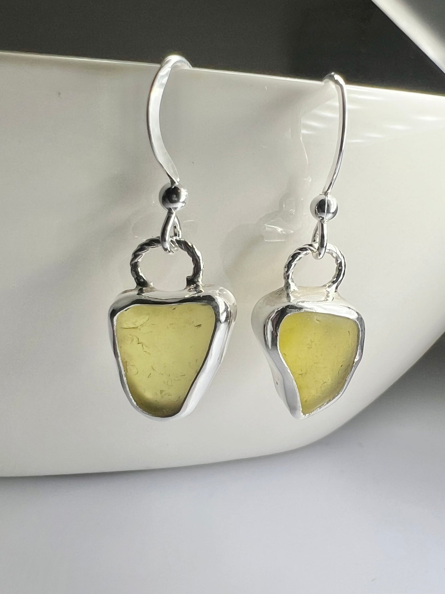 Lime Cornish seaglass earrings