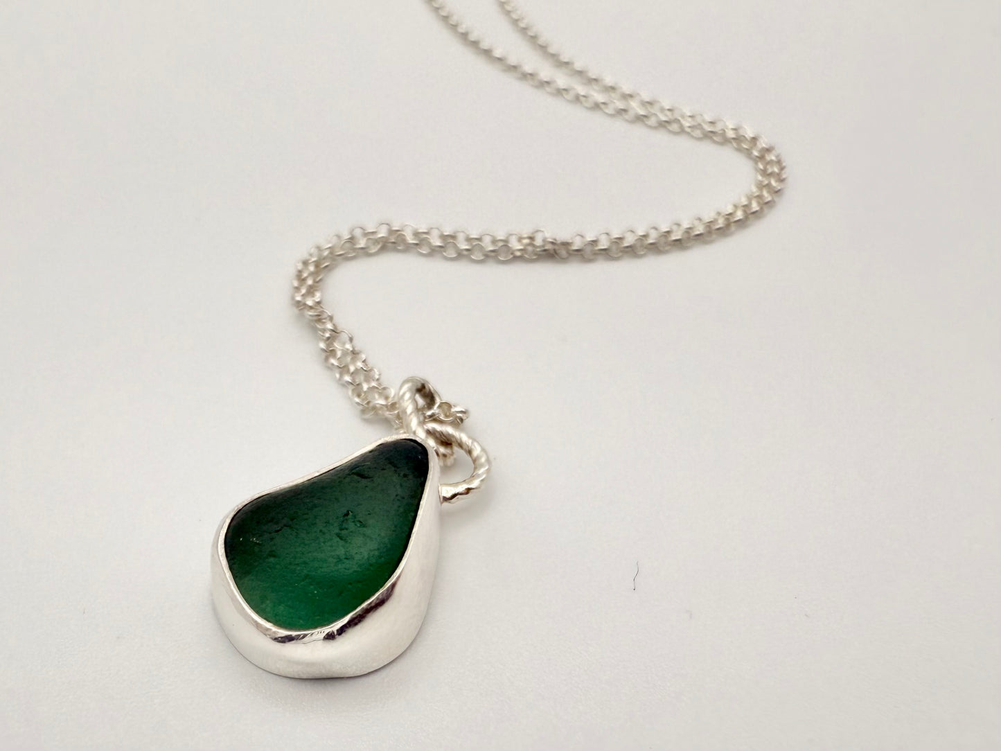 Teal Cornish seaglass necklace