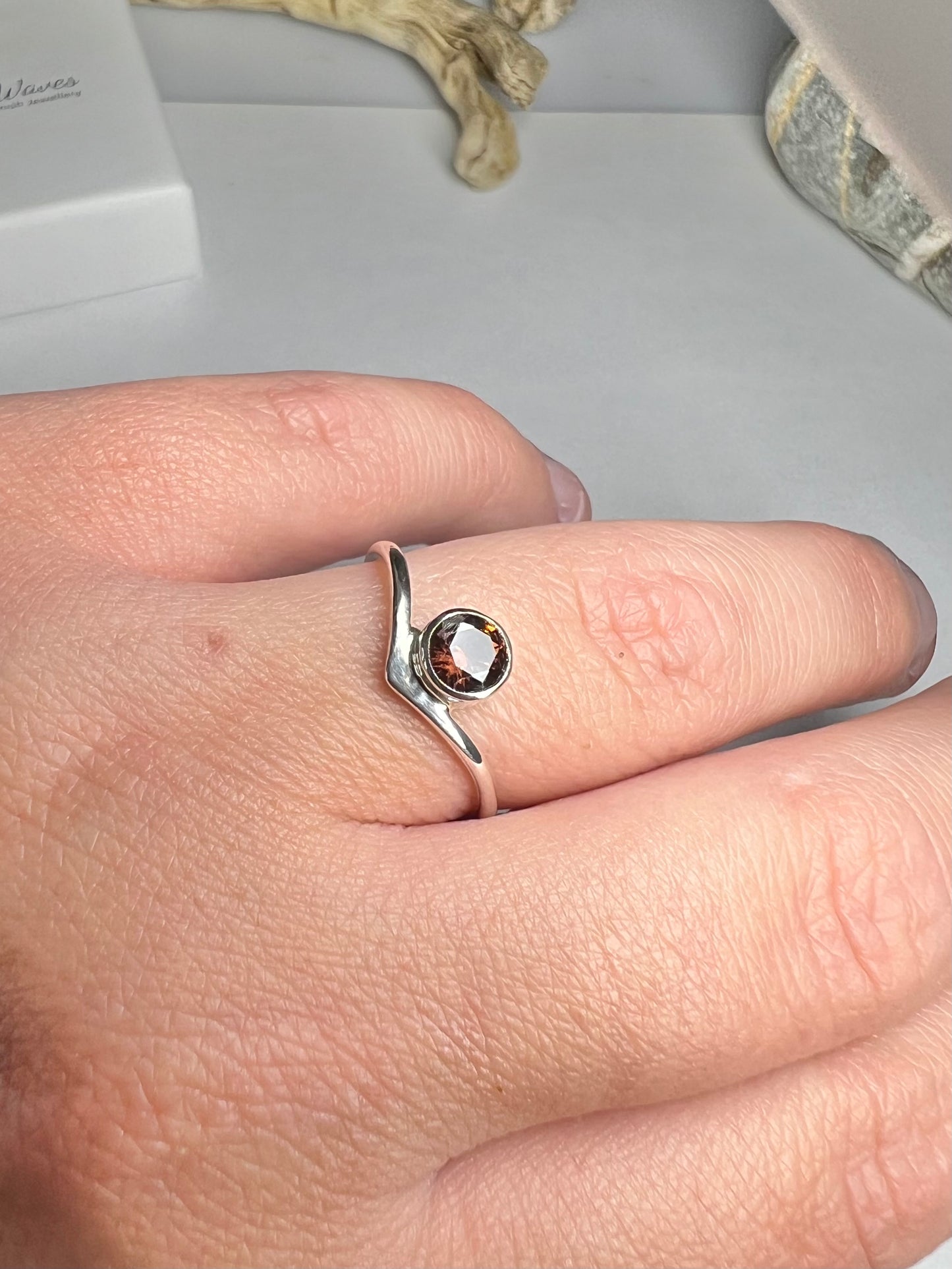 Cubic Zirconia wishbone ring UK size O1/2