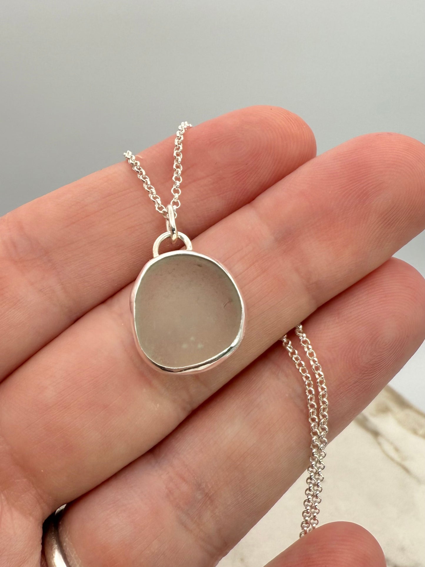 Cornish seaglass necklace - sea foam