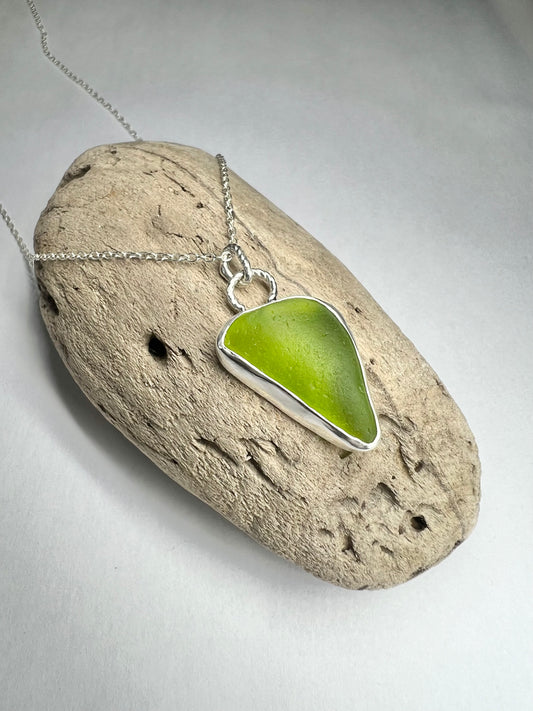 Rare Lime seaglass necklace