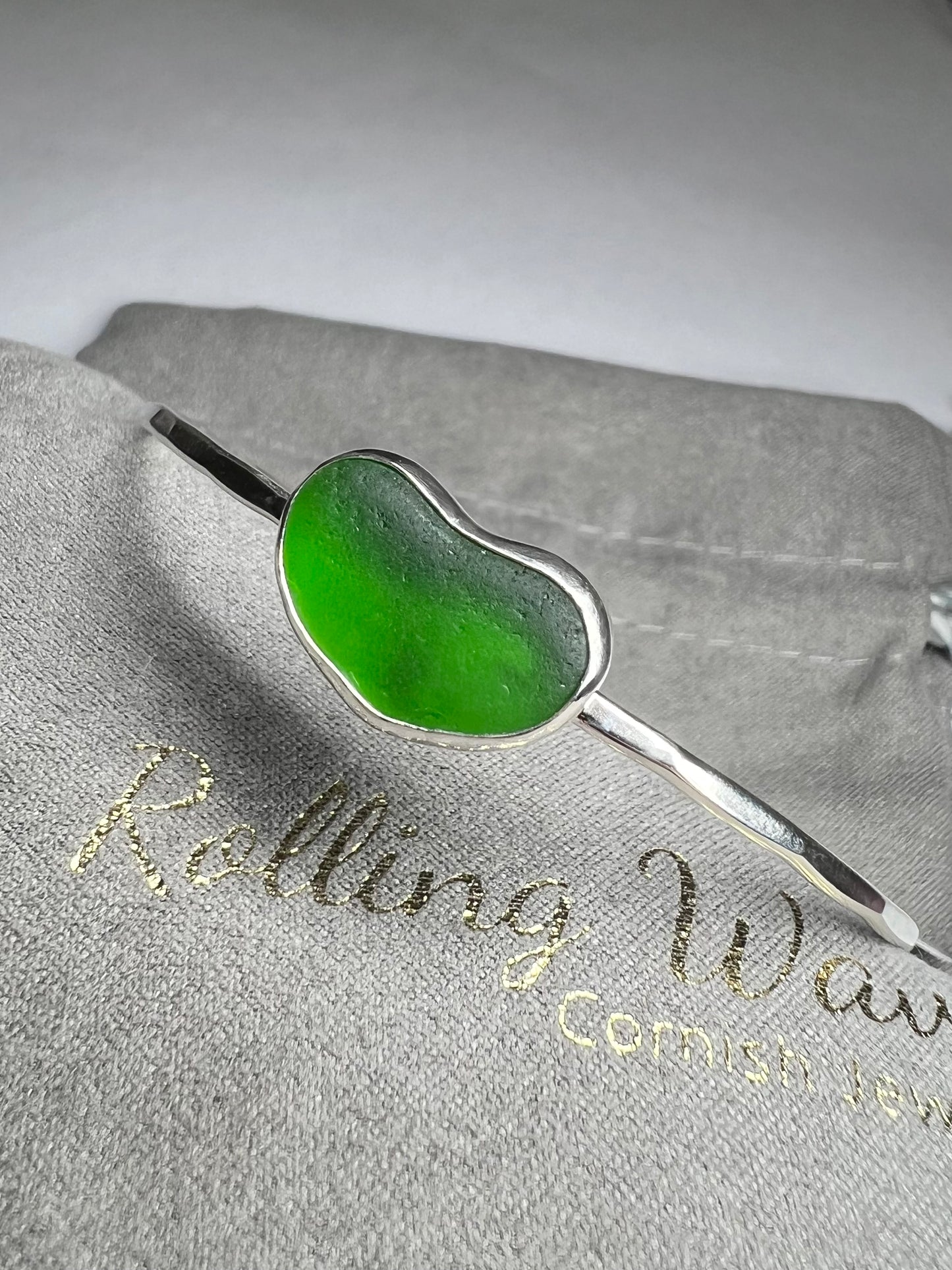 Green Cornish seaglass bangle