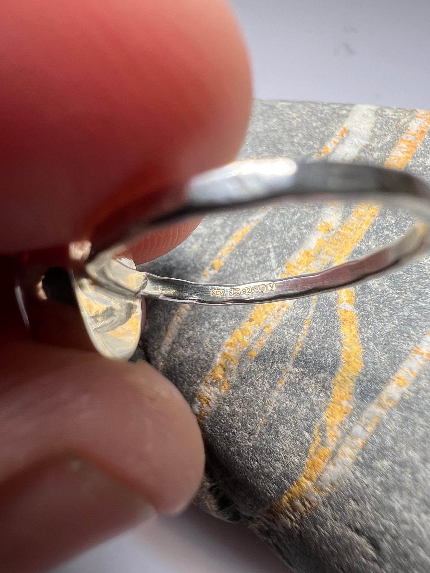 Sea foam green Cornish seaglass ring size L *hallmarked*