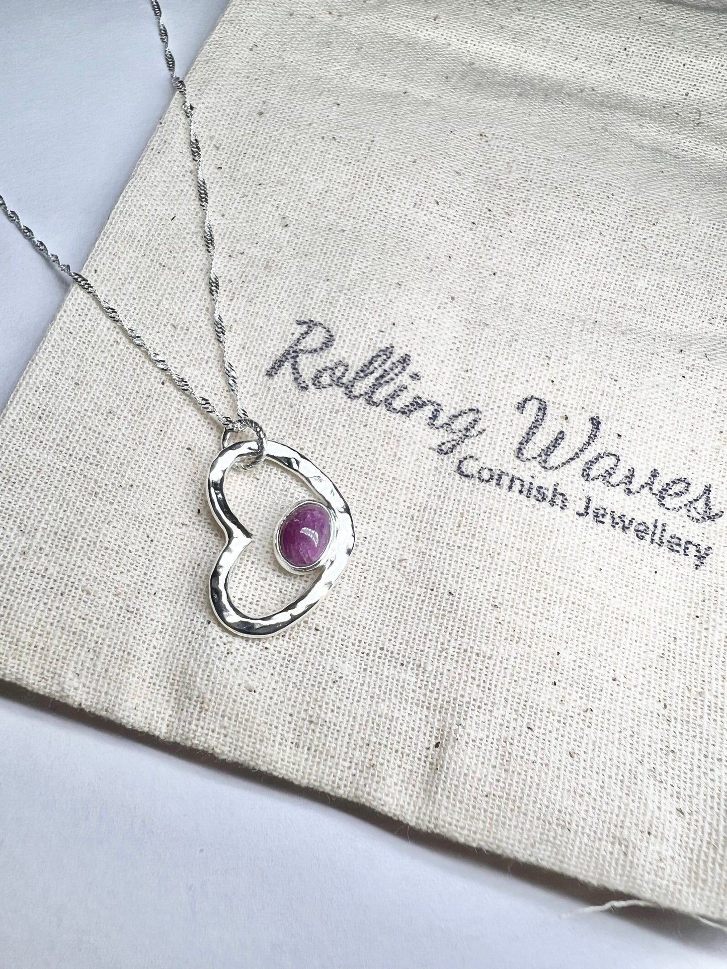 Ruby floating heart necklace