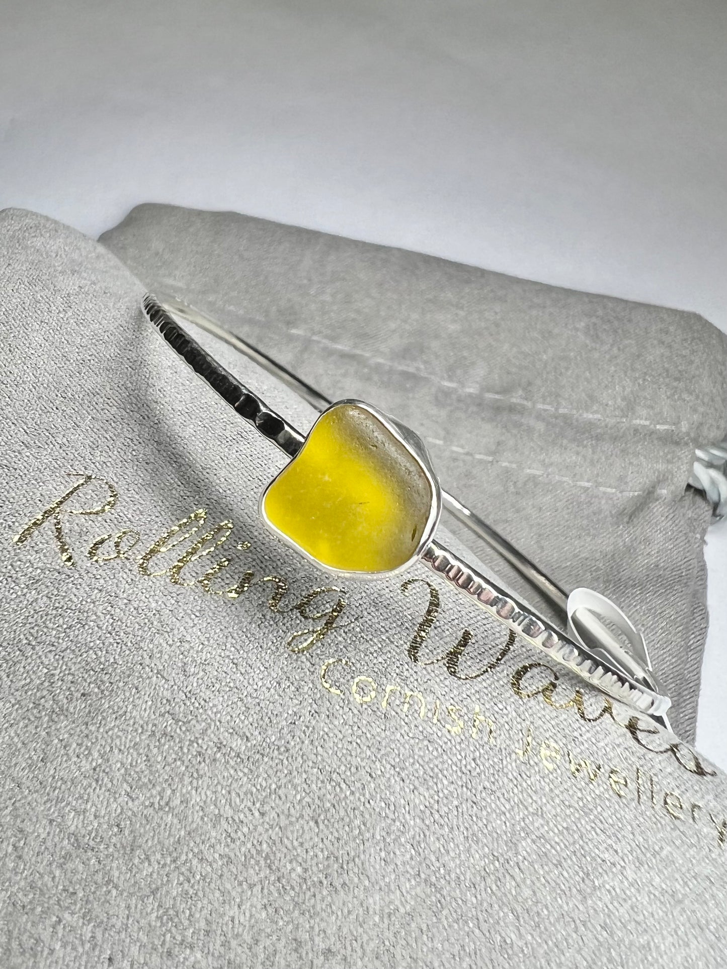 Rare yellow Cornish seaglass bangle