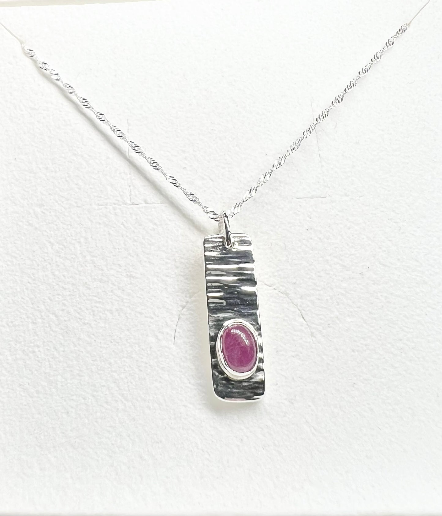 Ruby & Sterling silver bar necklace