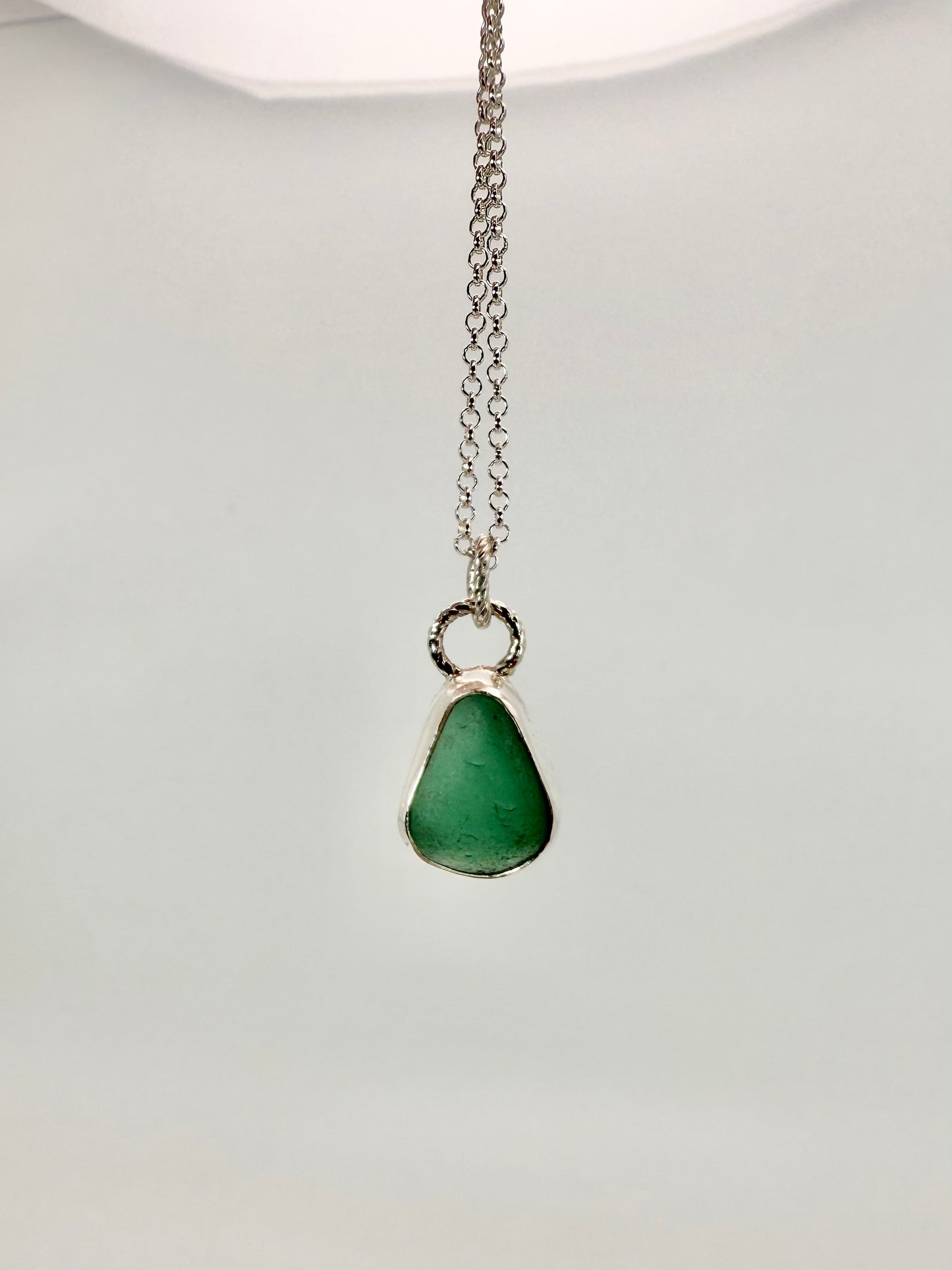 Teal Cornish seaglass necklace