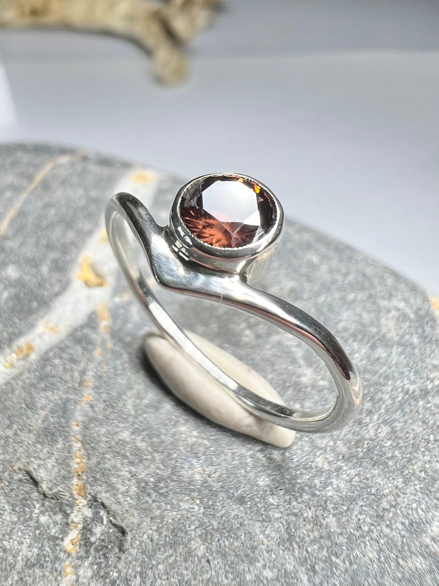 Cubic Zirconia wishbone ring UK size O1/2