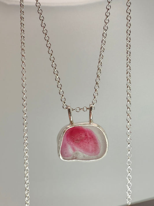 Pink multi seaglass necklace