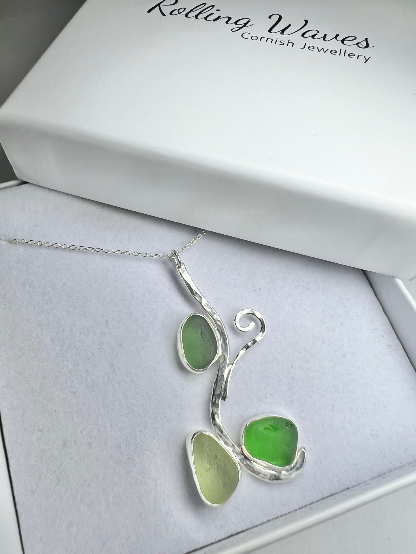 Cornish seaglass botanical necklace