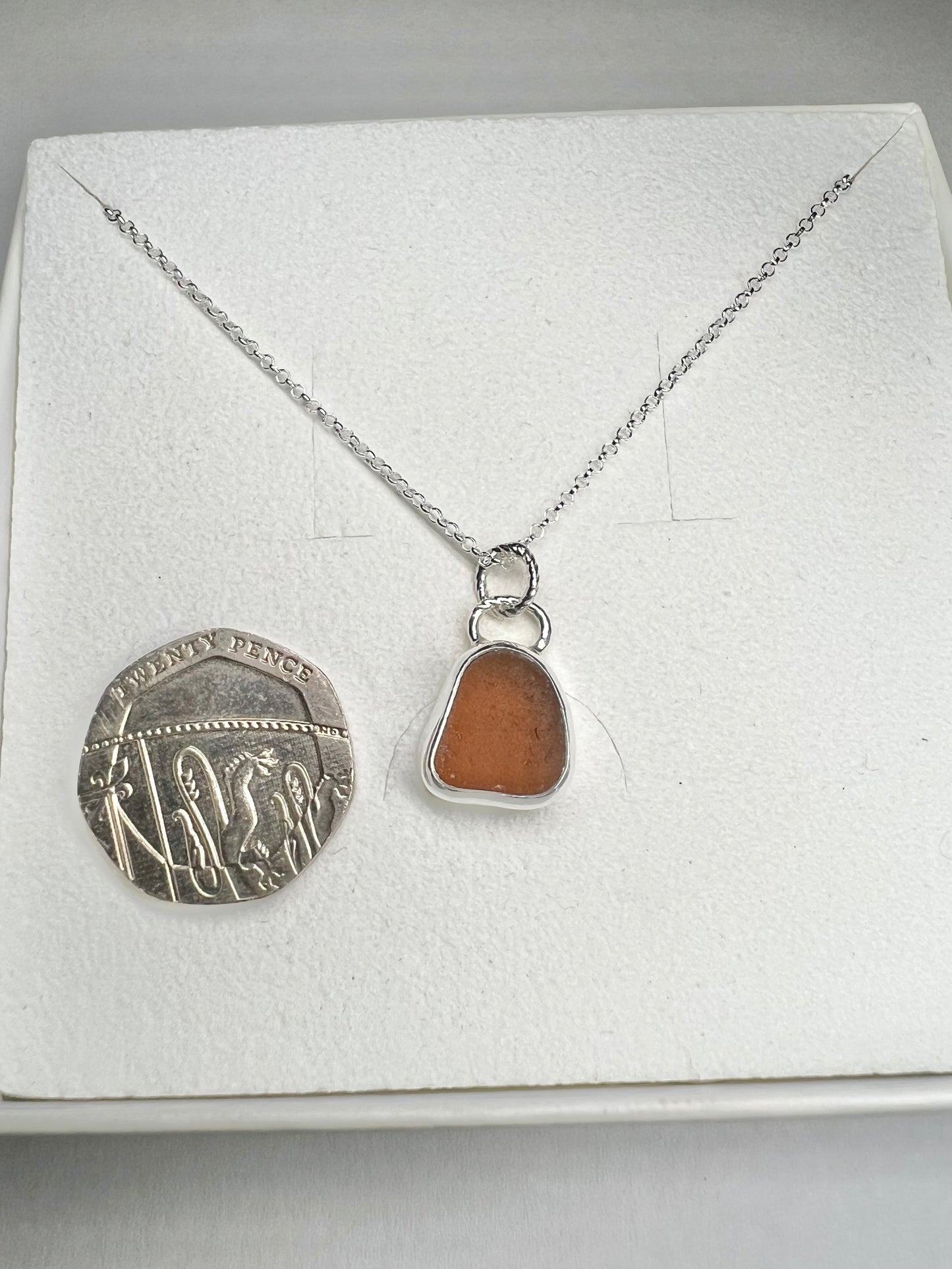 Amber/brown Cornish seaglass necklace