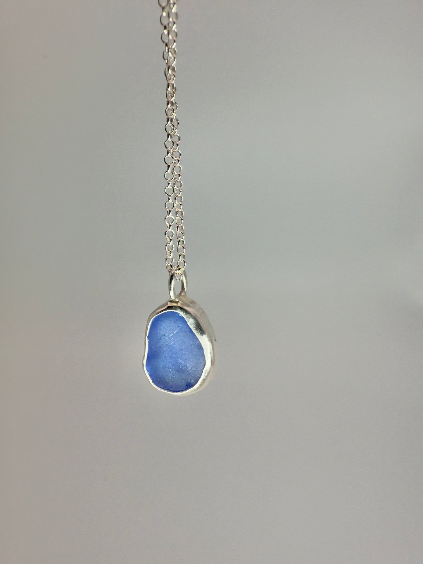 Blue Cornish seaglass necklace