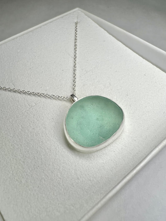 Cornish aquamarine seaglass necklace