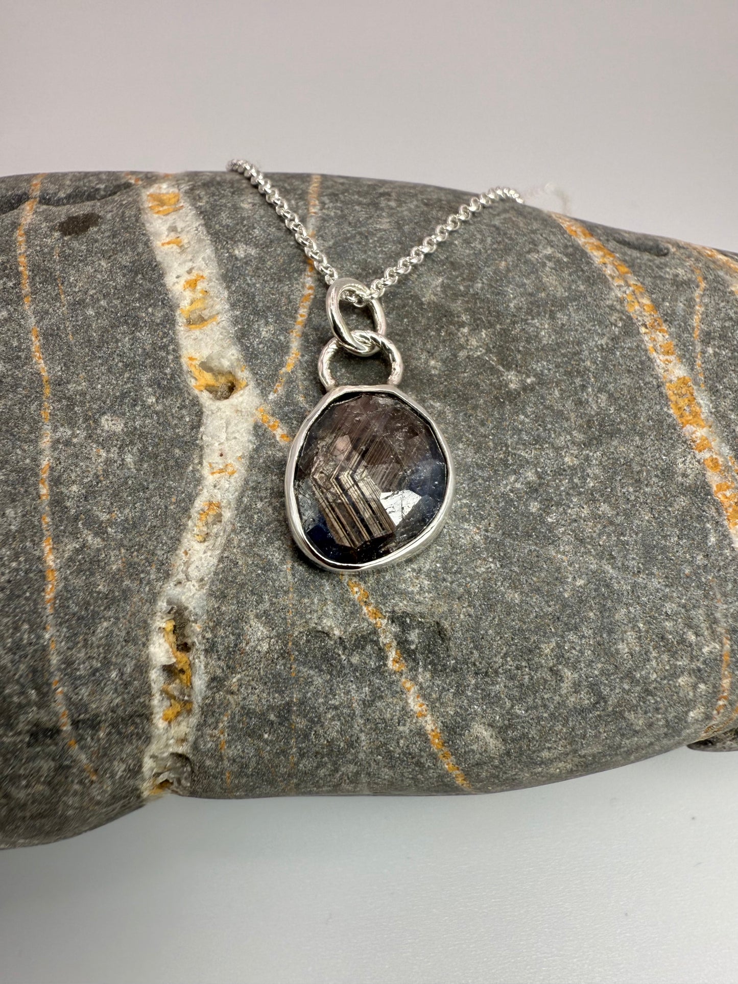 Blue/grey sapphire necklace